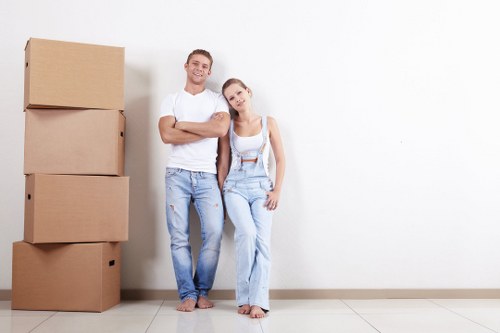 Commercial moving team preparing office relocation in London