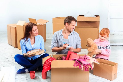 Packed boxes and home contents prepared for transport