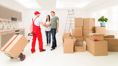 London office furniture and IT items prepared for transport