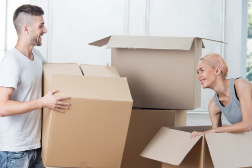 Office furniture and equipment being moved in a London commercial relocation