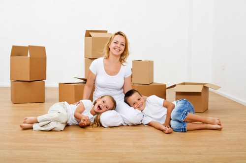 Packed boxes and furniture ready for a London home removal