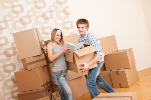 Packed boxes and furniture ready for a London removals vehicle